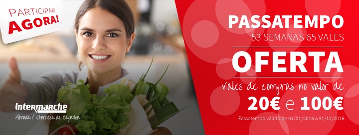 Passatempo Intermarché Almada: Oferta de 65 vales em compras